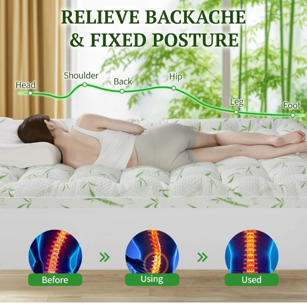NWT Mattress Pad Queen Size, Bamboo Fabric 60x80